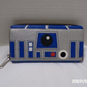 Loungefly Disney Star Wars R2D2 BB8 Reversible Zip Around Wallet #4034
